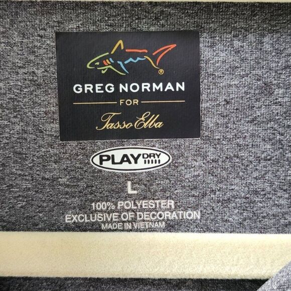 Greg Norman Mens Polo Shirt Size L Short Sleeve Grey Front Pocket - Picture 6 of 6